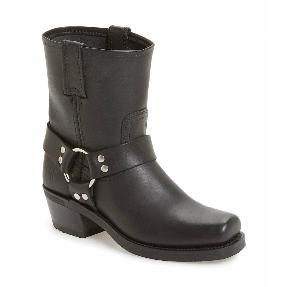 NEW FRYE women's harness mid moto boots in black